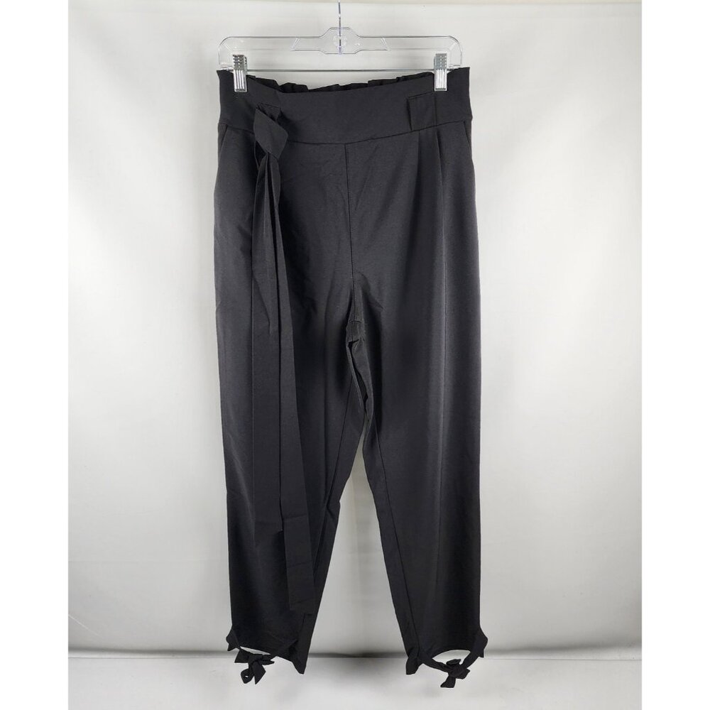 Grace Karin Pants Women Large Black High Waist Pencil Pants Bow Knot Pockets NWT